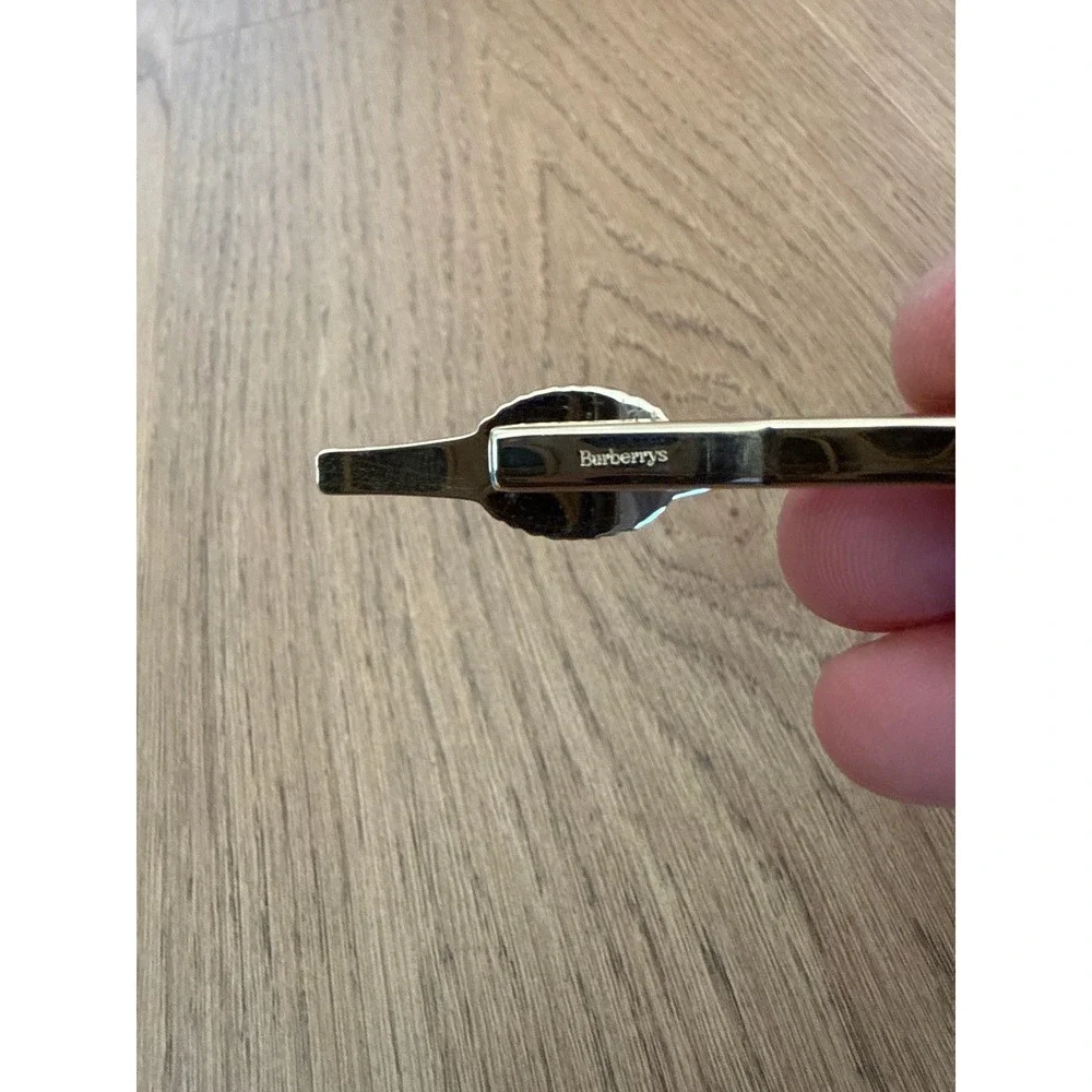 Vintage Burberrys Gold Tone Iridescent Prorsum Knight Tie Clip Accessory